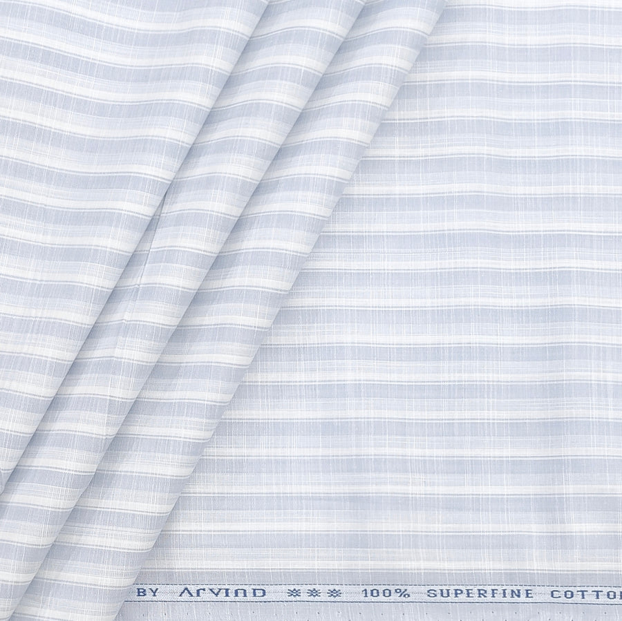 Shirt Fabric Arvind 100% Pure Cotton Patta line Colour grey