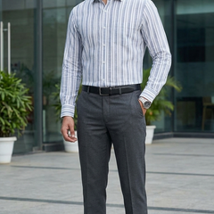 Shirt Fabric Arvind 100% Pure Cotton Patta Lining Colour Slate Grey N White