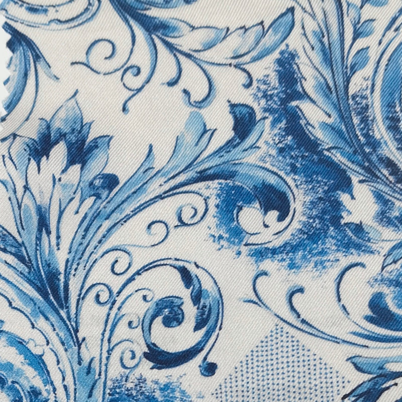 Shirt Fabric Raymond Regio Italia 100% Silk Digital Printed Colour off white and blue