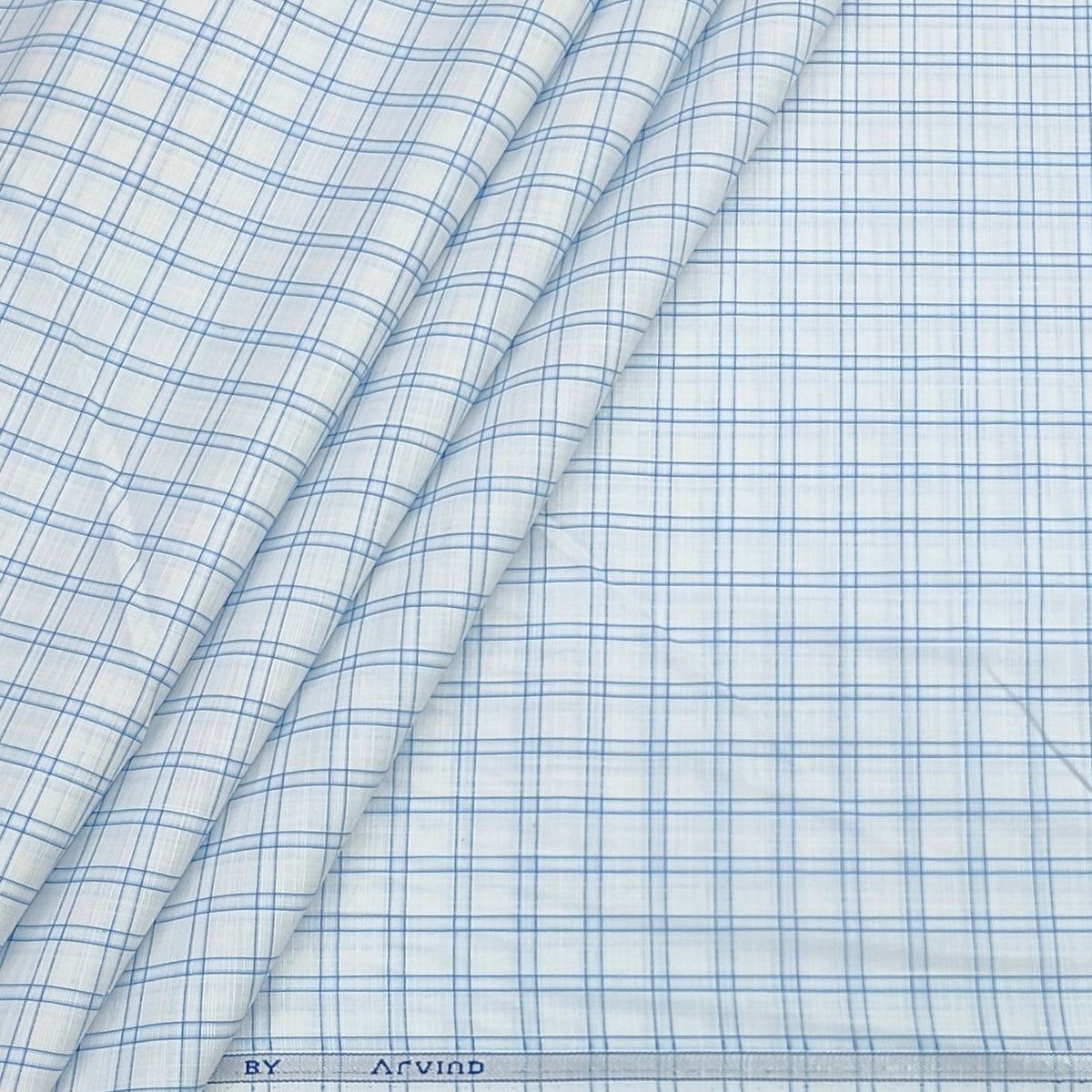 Combo Raymond Greyish Blue Trouser Fabric And Arvind Poly Cotton Wrinkle Free Blue N White Shirt Fabric