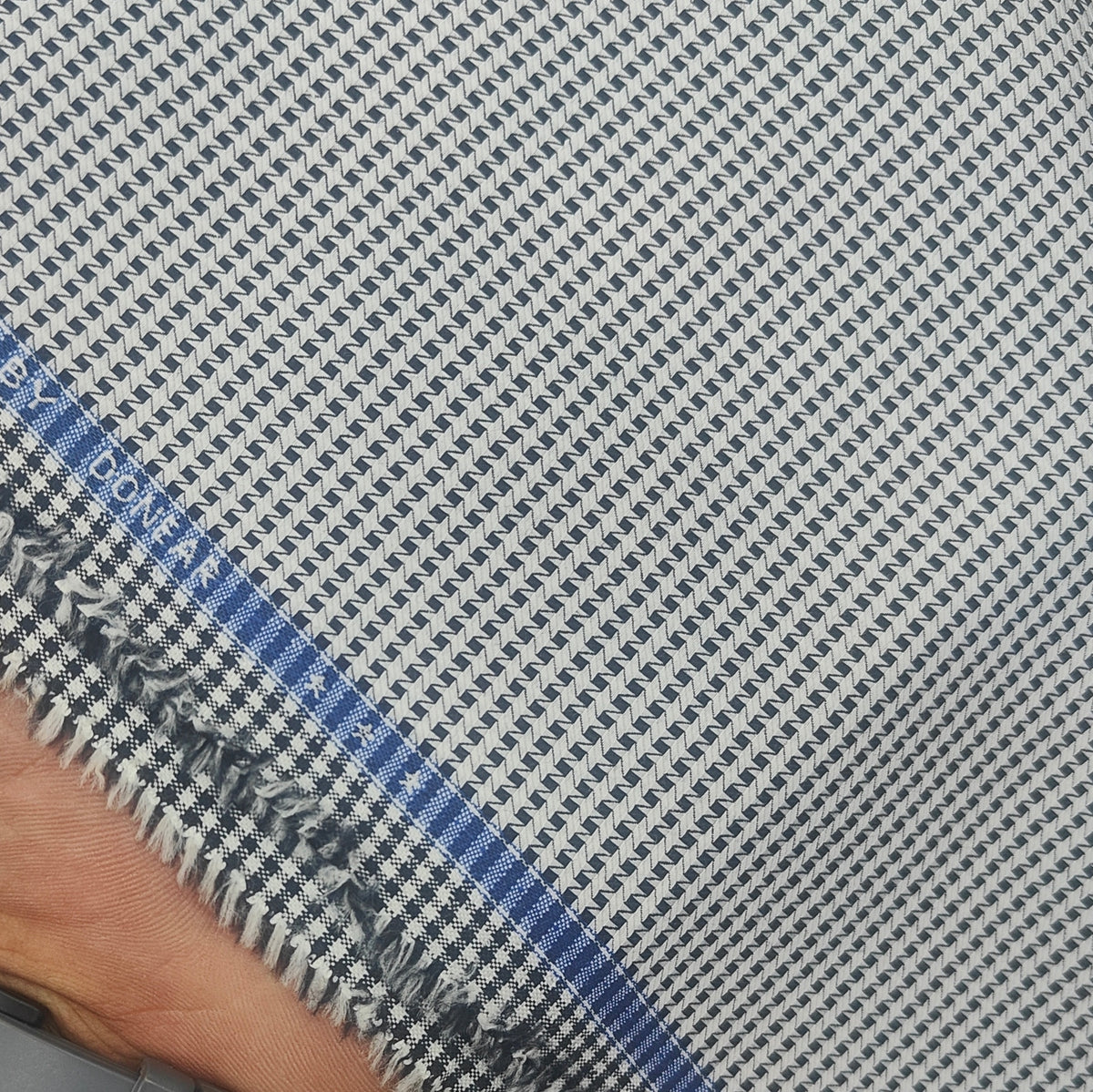 Shirt Fabric Donear LA Finish Premium Giza Cotton Houndstooth Colour Black N Grey