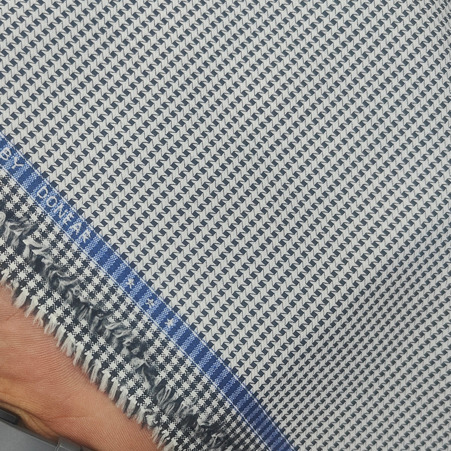 Shirt Fabric Donear LA Finish Premium Giza Cotton Houndstooth Colour Black N Grey