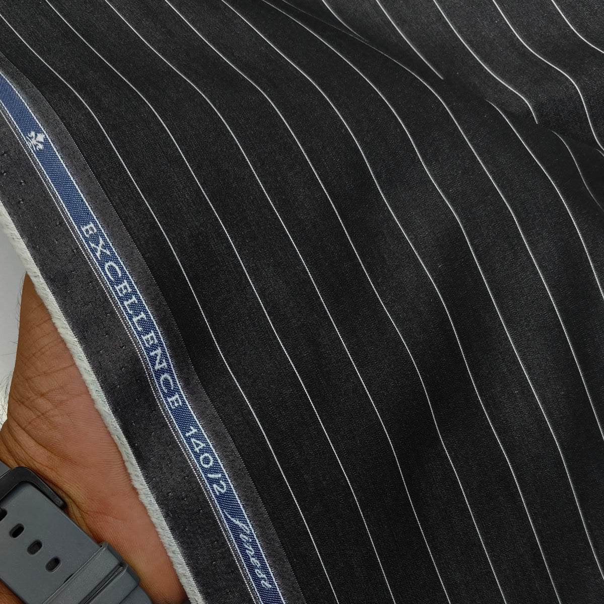 Shirt Fabric Soktas 140/2 Giza Cotton Thin Stripe Colour Carbon Black