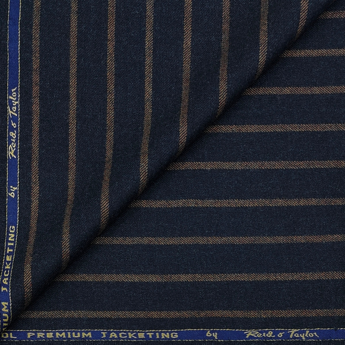 Tweed Blazer Fabric Reid N Taylor Premium 100% Wool Chalk Stripe Colour Bronze Brown N Space Blue