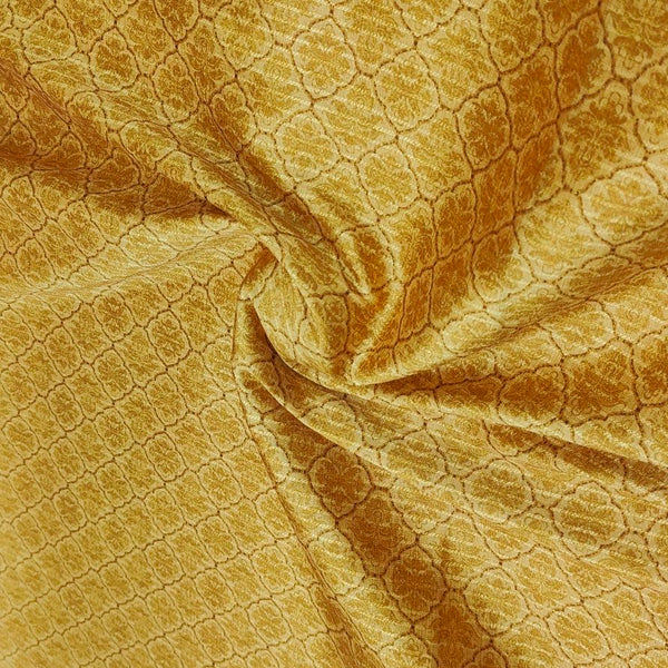 ManTire Men's Designer Silk Digital Printed Kurta Fabric Colour Mustard Yellow