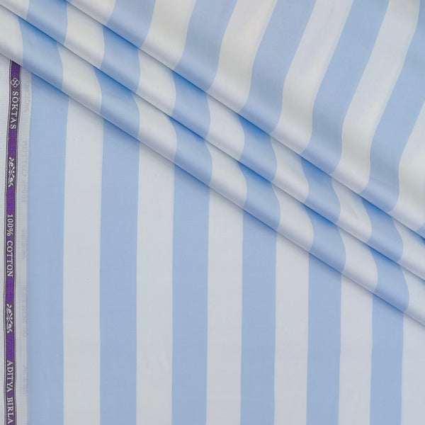 Shirt Fabric Soktas Finest 80s Giza Cotton Patta Lining Colour Blue N White