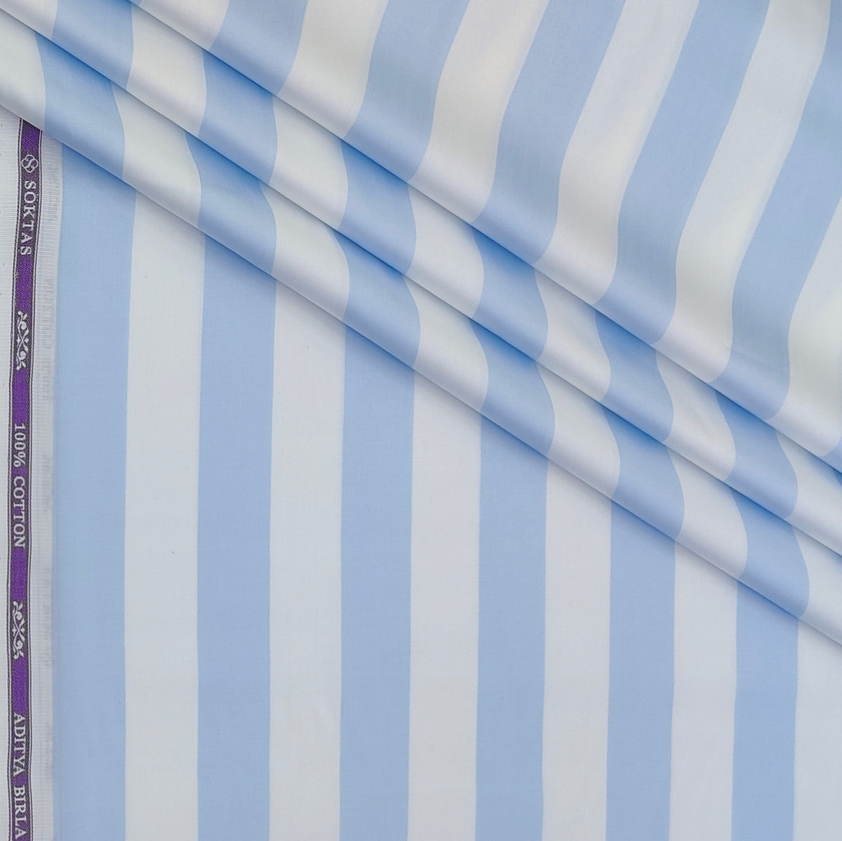 Shirt Fabric Soktas Finest 80s Giza Cotton Patta Lining Colour Blue N White