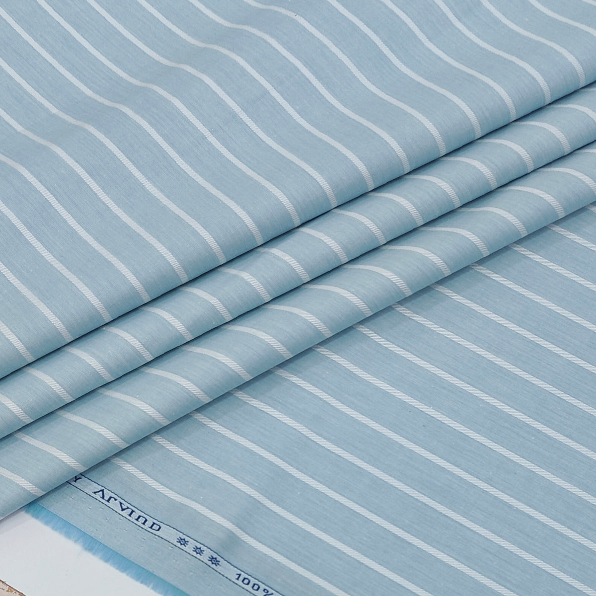 Shirt Fabric Arvind 100% Pure Cotton Pencil Stripes Colour Greyish Blue