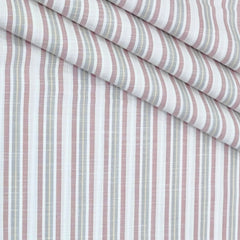Shirt Fabric Arvind 100% Pure Cotton Vertical Stripes Colour Dusty Pink N White
