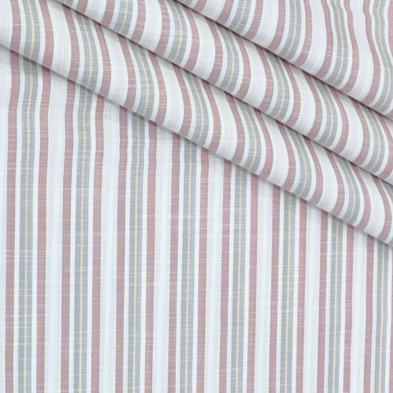 Shirt Fabric Arvind 100% Pure Cotton Vertical Stripes Colour Dusty Pink N White