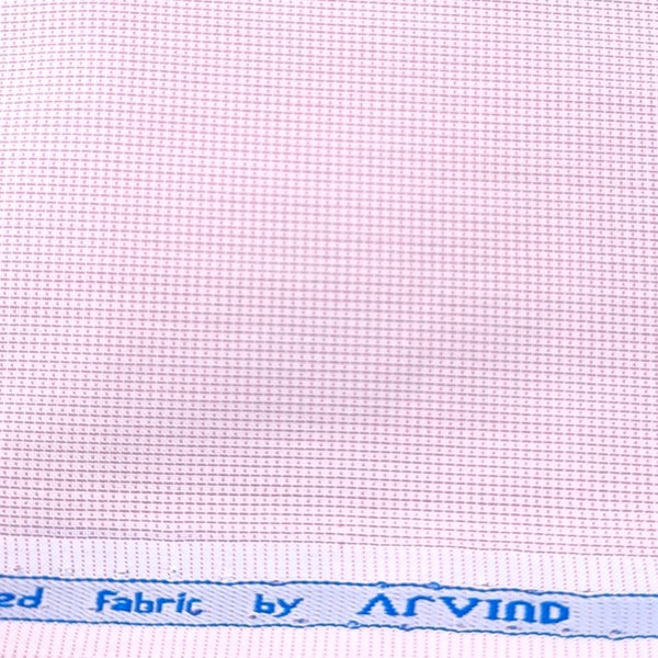 Arvind Men's Poly Cotton Pin Check Wrinkle Free Shirting Fabric (Pink)