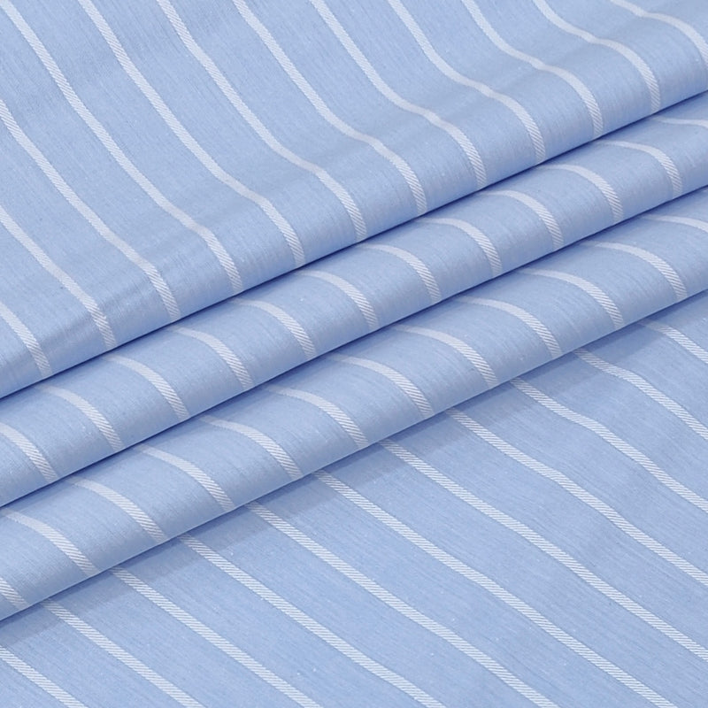 Shirt Fabric Arvind 100% Pure Cotton Pencil Stripes Colour Light Blue