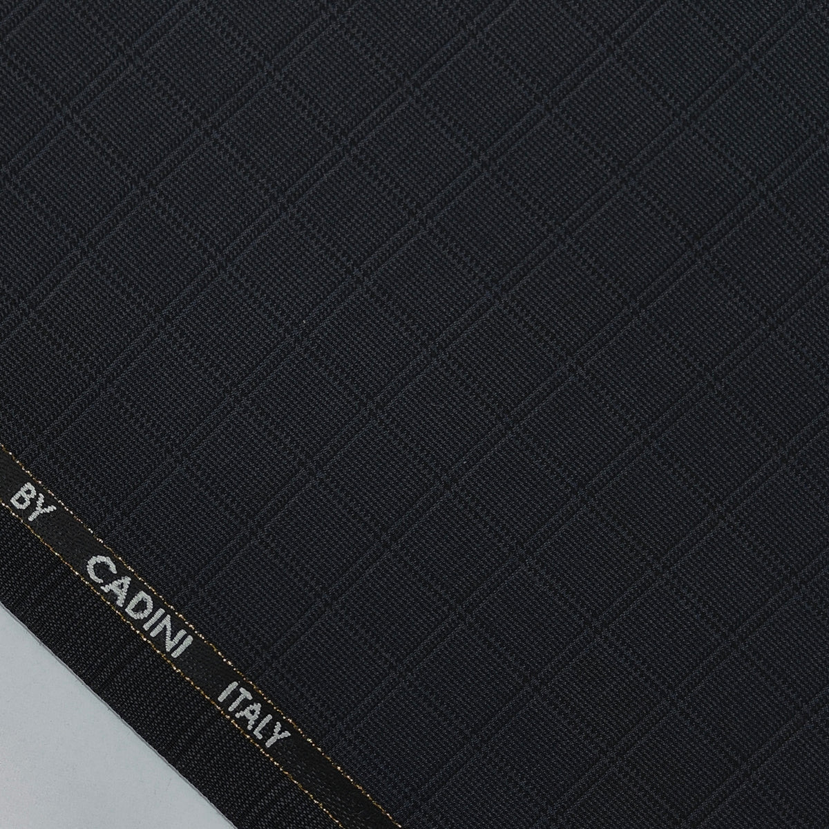 Trouser Fabric Canetti Italy Merino 100s Wool Blend Windowpane Check Colour Dark Grey