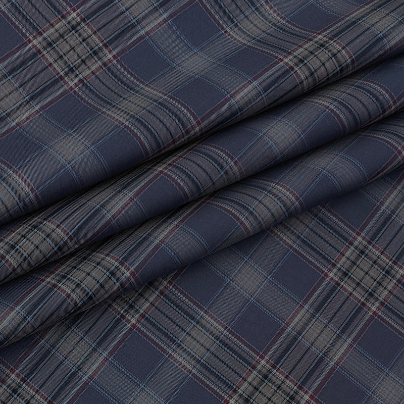 Shirt Fabric Donear LA Finish Premium Giza Cotton Tartan Check Colour Deep Purple N Red, Brown