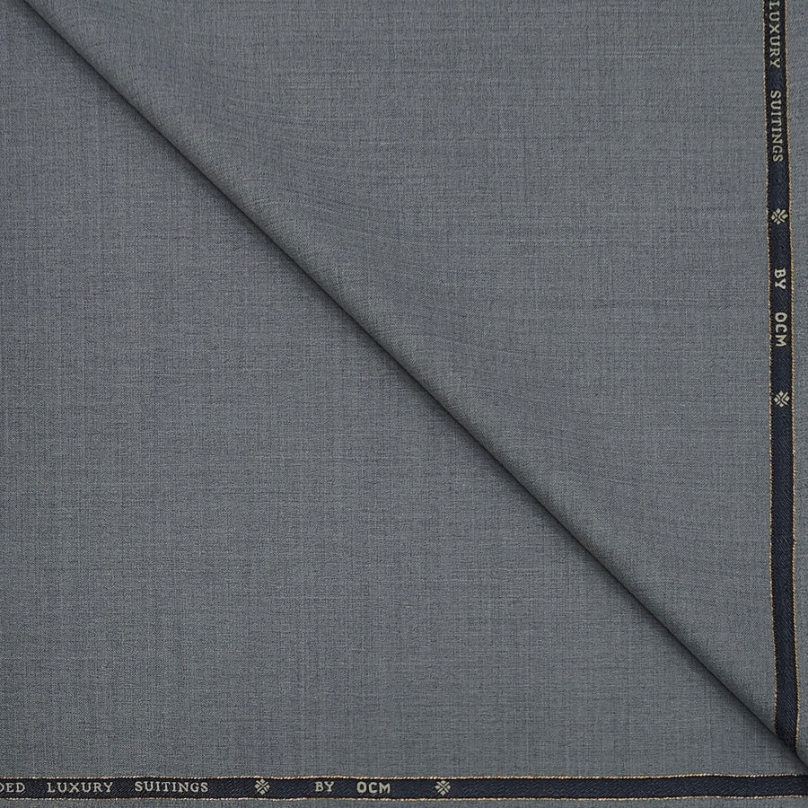 Suit Fabric OCM Exotic Premium Super 130s Count 40% Merino Wool Weave Texture Color Grey