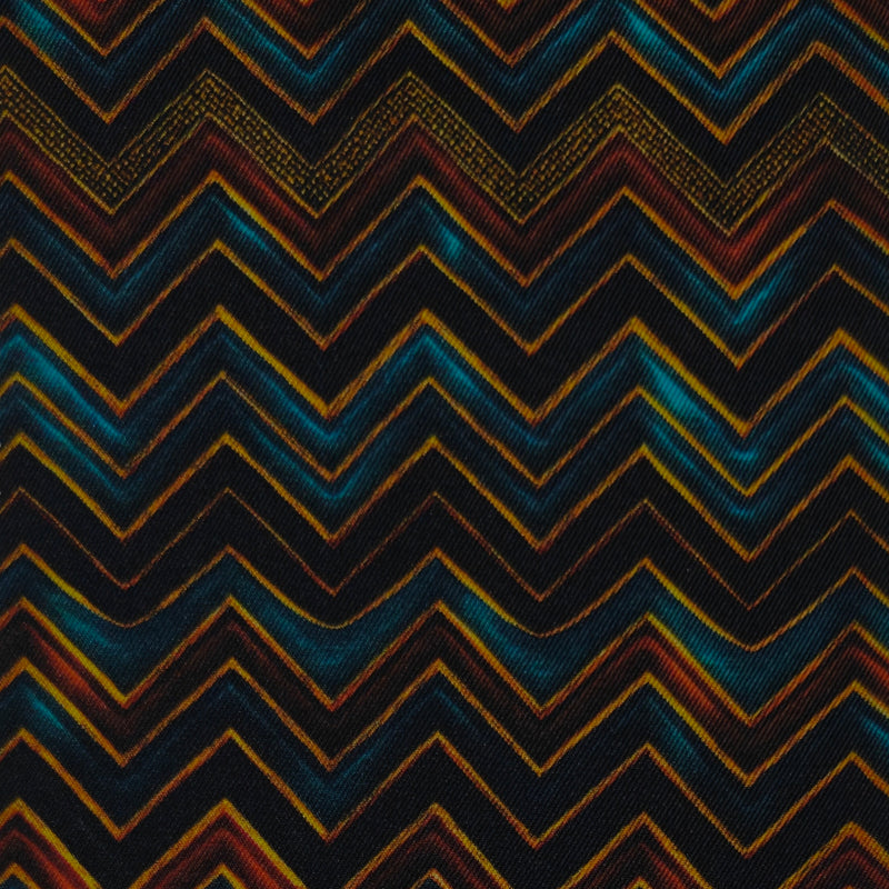 Shirt Fabric Raymond Regio Italia 100% Silk Digital Printed metallic chevron pattern ColourTeal / Metallic Cyan, Bronze