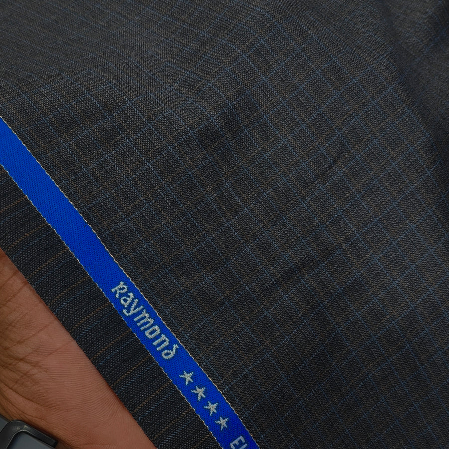 Trouser Fabric Raymond Wool Blended Windowpane Check Colour Blue N Grey