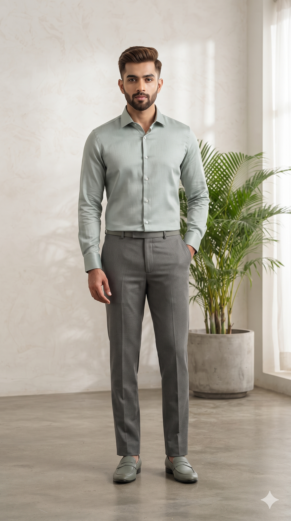 Shirt Fabric Soktas Tencel Plain Colour Faded Green