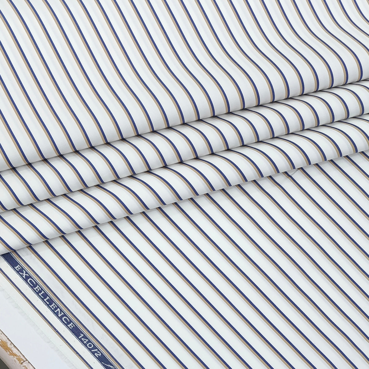 Shirt Fabric Soktas 140/2 Giza Cotton Multi Tone Stripes Colour Blue, Brown N White