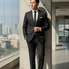 Suit Fabric Reid N Taylor Exotic Super 150s Luxurious 95% Rich Wool Plain Color Rich Black