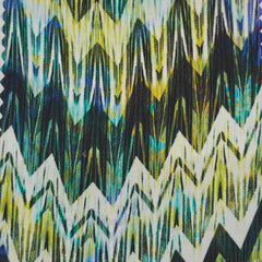 Shirt Fabric Raymond Regio Italia 100% Silk Digital Missoni-Style Zig-Zag Printed Colour Blue, Teal, Lian
