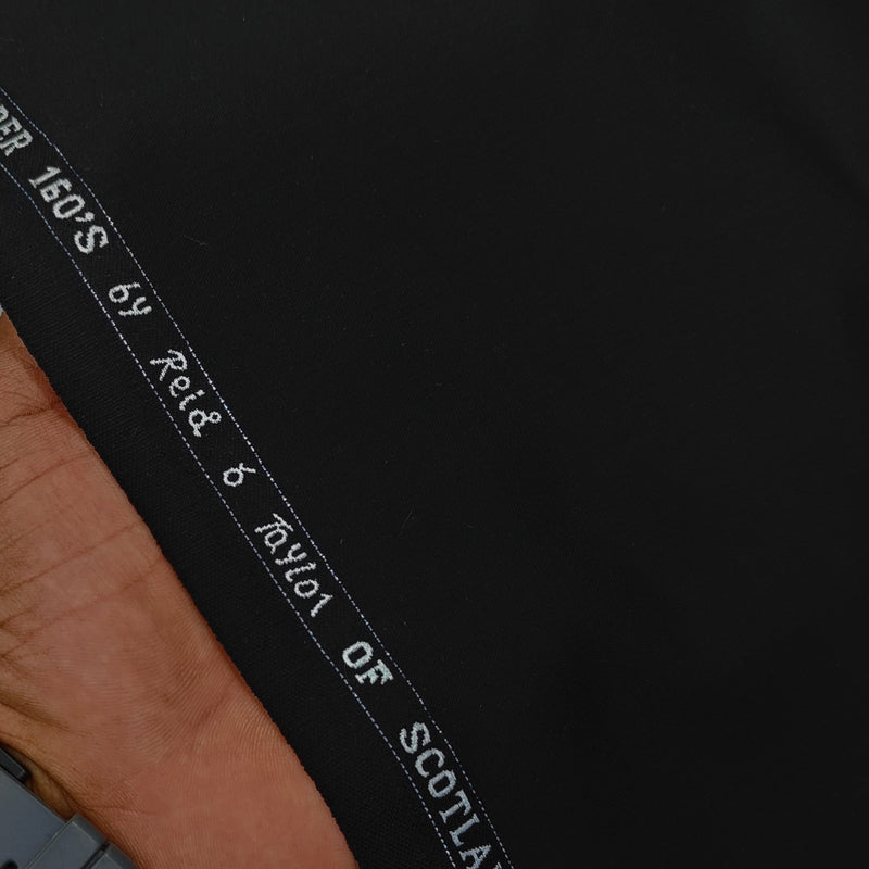 Suit Fabric Reid N Taylor Exotic Super 160s Luxurious 95% Rich Wool Plain Color Rich Black