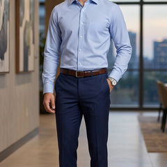 Shirt Fabric Donear Premium Giza Cotton Pin Check Colour Blue