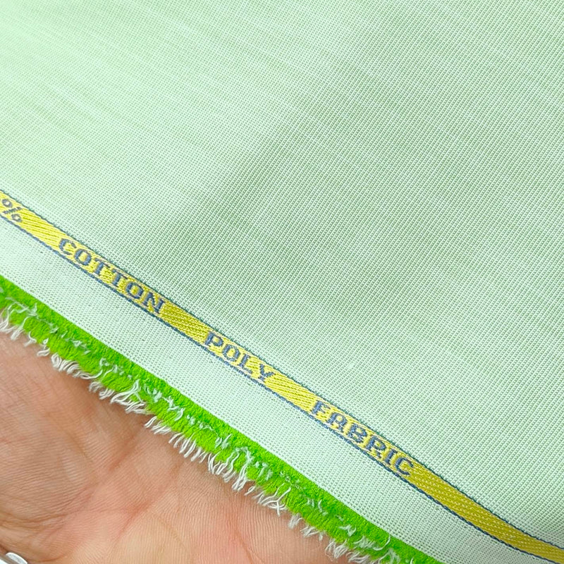 ManTire Men's Poly Cotton Wrinkle Free Plain Fill a Fill Shirt Fabric Color Mint Green