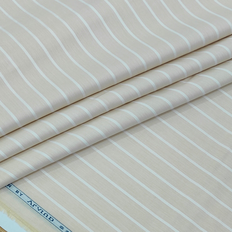 Shirt Fabric Arvind 100% Pure Cotton Pencil Stripes Colour Beige