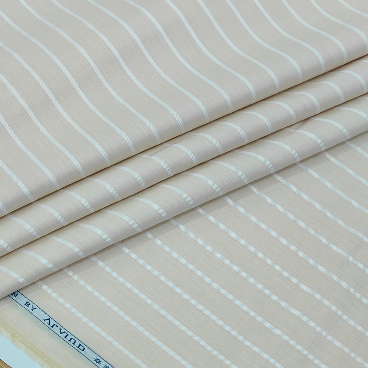 Shirt Fabric Arvind 100% Pure Cotton Pencil Stripes Colour Beige
