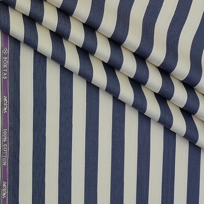 Shirt Fabric Soktas Finest 80s Giza Cotton Patta Lining Colour Dark Blue N Cream