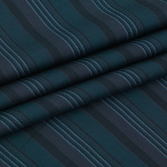 Shirt Fabric Donear LA Finish Premium Giza Cotton Broad Shadow Stripe Colour Peacock Blue