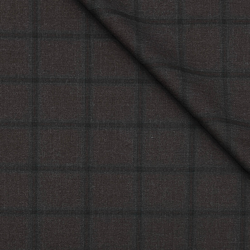 Trouser Fabric Canetti Italy Luxury TR Broad Check Colour Espresso Coffee Brown