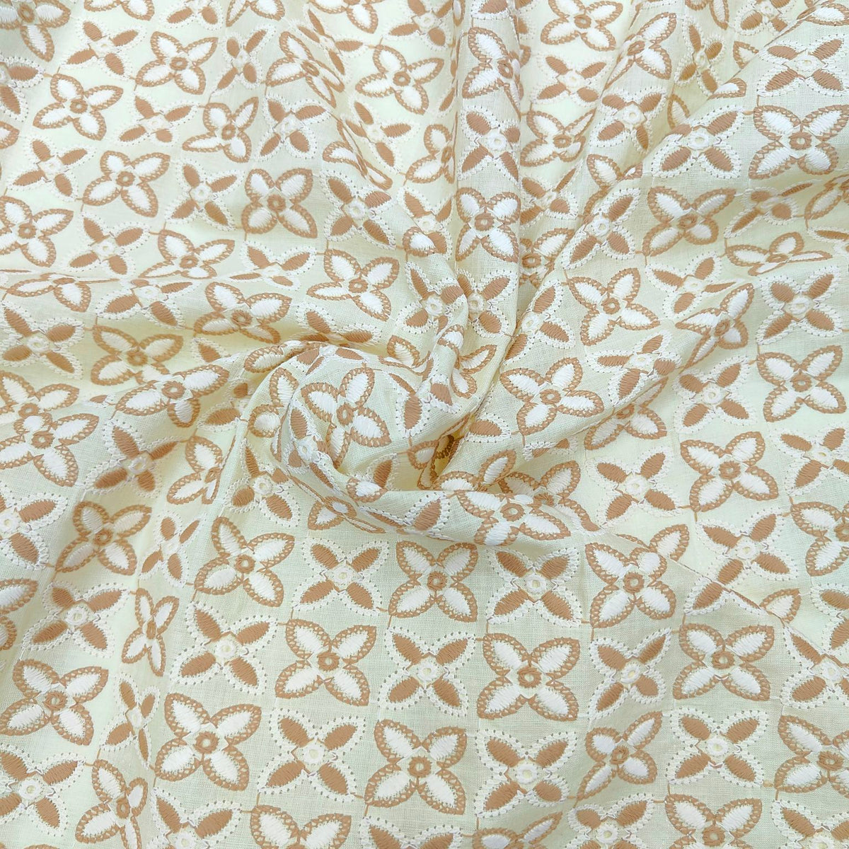 ManTire Men's Pure Cotton Embroidery Kurta Fabric Colour Oyster Yellow