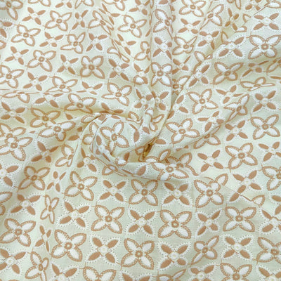 ManTire Men's Pure Cotton Embroidery Kurta Fabric Colour Oyster Yellow