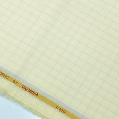 Shirt Fabric Raymond Portofino Super 1/100s Count Giza Cotton Graph Check Colour Pastel Yellow Cream