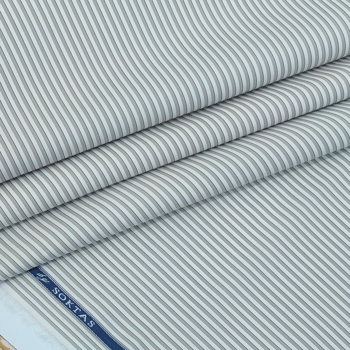 Shirt Fabric Soktas 140/2 Giza Cotton PinStripe Colour Grey N White