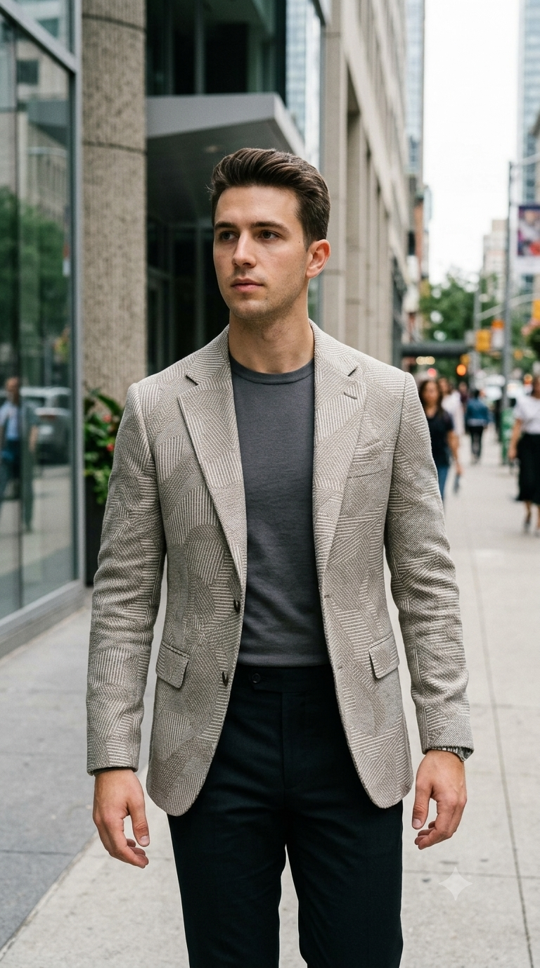 Blazer Fabric ManTire Italian Stretchable Jacquard Colour Clay Brown