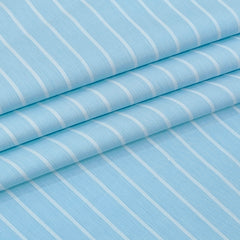 Shirt Fabric Arvind 100% Pure Cotton Pencil Stripes Colour Cyan Blue