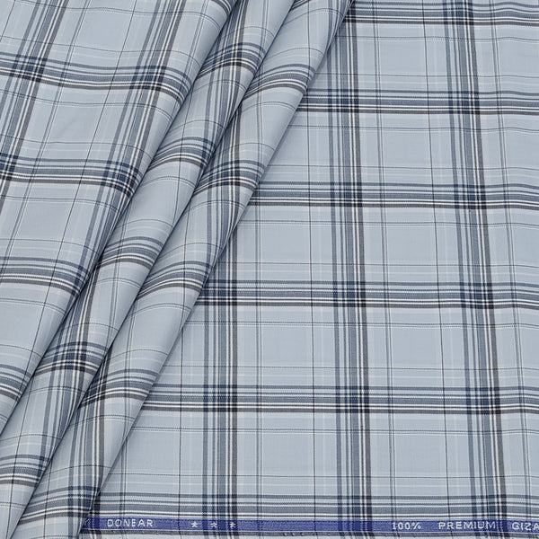 Shirt Fabric Donear LA Finish Premium Giza Cotton Tartan Check Colour Silver Grey