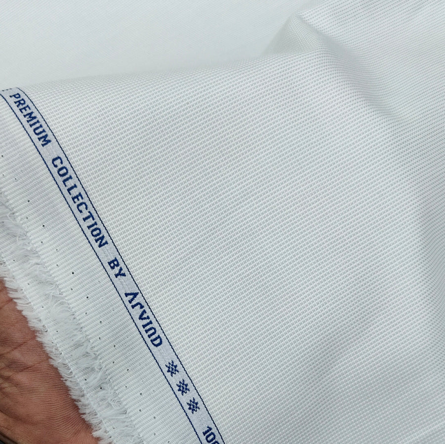 Shirt Fabric Arvind 100% Pure Cotton Micro Check Colour Light Grey