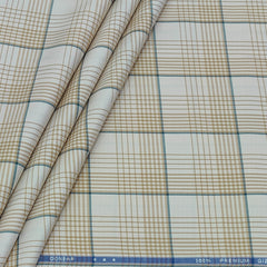 Shirt Fabric Donear LA Finish Premium Giza Cotton Tartan Check Colour Brown Cream