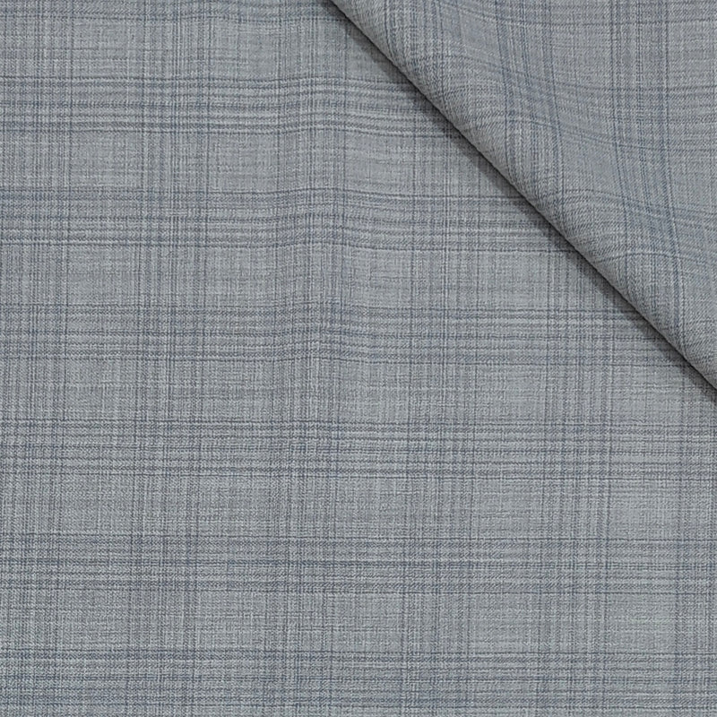 Trouser Fabric OCM Exotic Premium Super 130s Count 40% Merino Wool Mild Check Color Light Grey