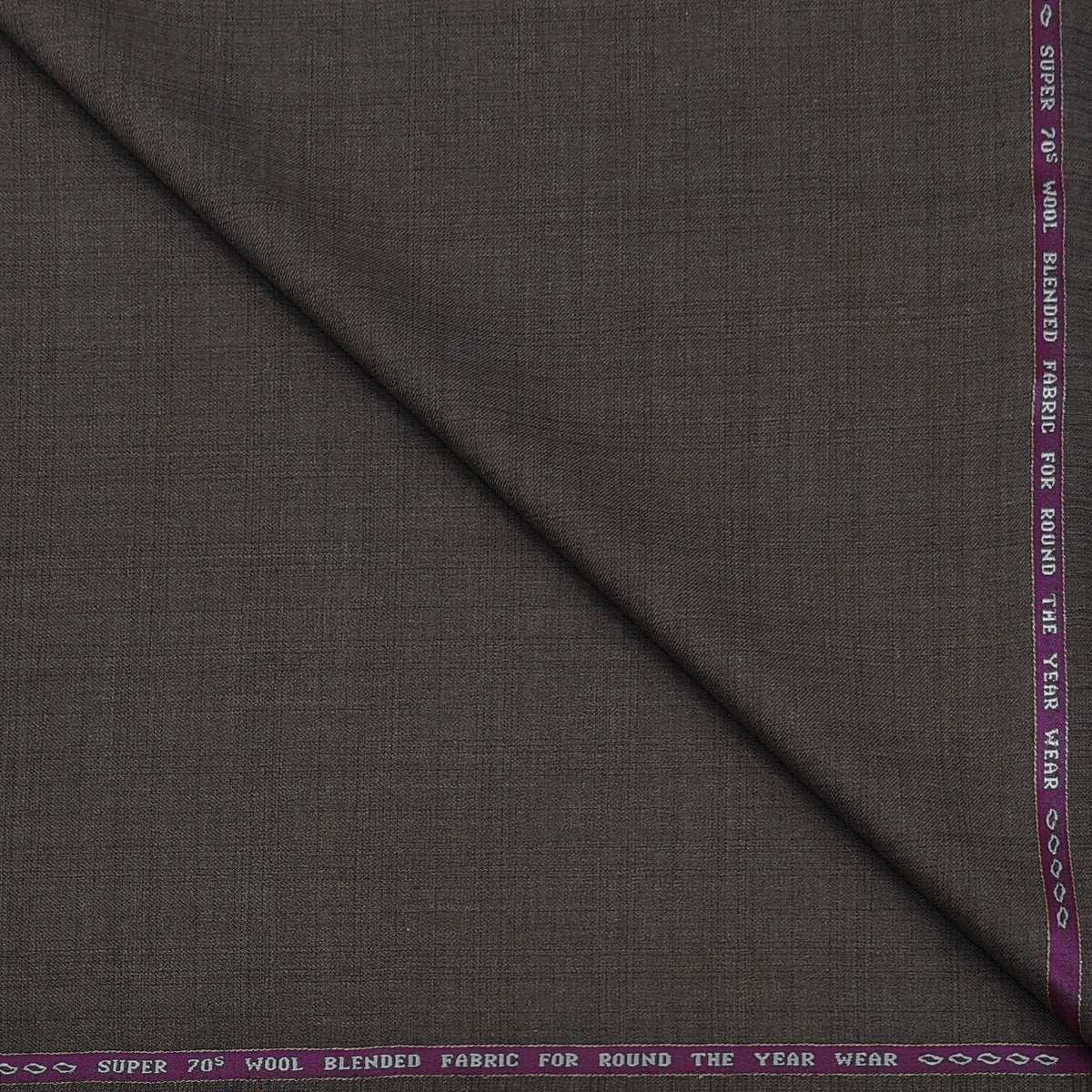 Suit Fabric Raymond Super 70s Count Wool Blend Mix Check Color Taupe Brown