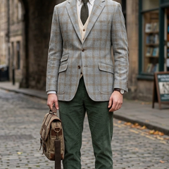 Raymond Super 160s count 100% Wool Tweed Broad Check Blazer Fabric Colour Smoke Grey