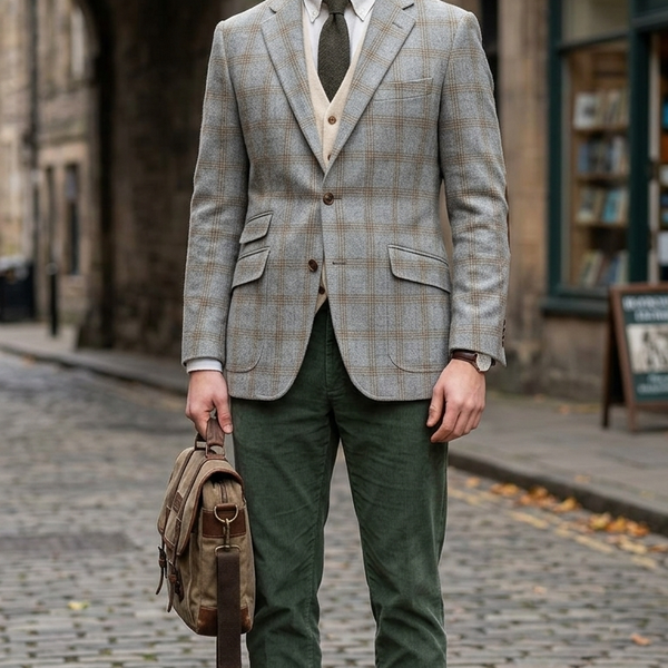 Raymond Super 160s count 100% Wool Tweed Broad Check Blazer Fabric Colour Smoke Grey