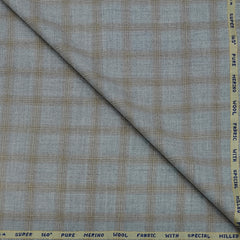 Raymond Super 160s count 100% Wool Tweed Broad Check Blazer Fabric Colour Smoke Grey