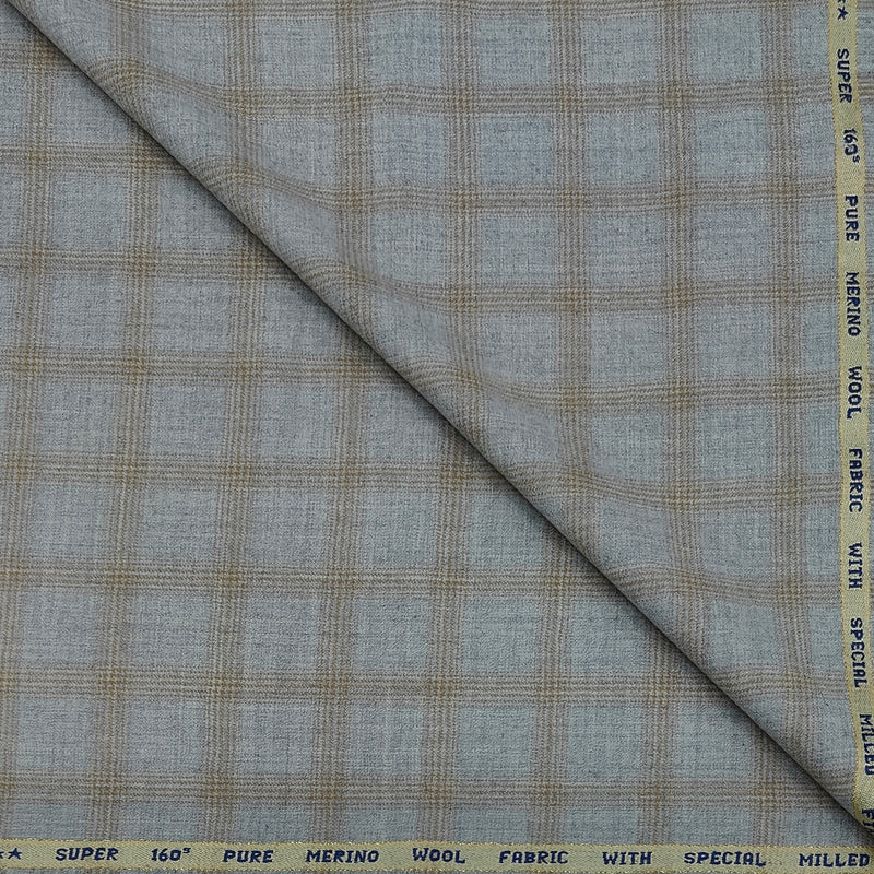 Raymond Super 160s count 100% Wool Tweed Broad Check Blazer Fabric Colour Smoke Grey