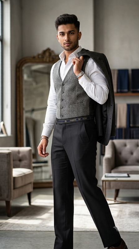 Trouser Fabric OCM Exotic Premium Super 150s Count 40% Merino Wool Plain Color Black
