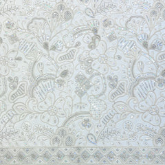 Kurta Fabric ManTire Designer Silk Lucknowi Chikankari Embroidery Colour Ash White